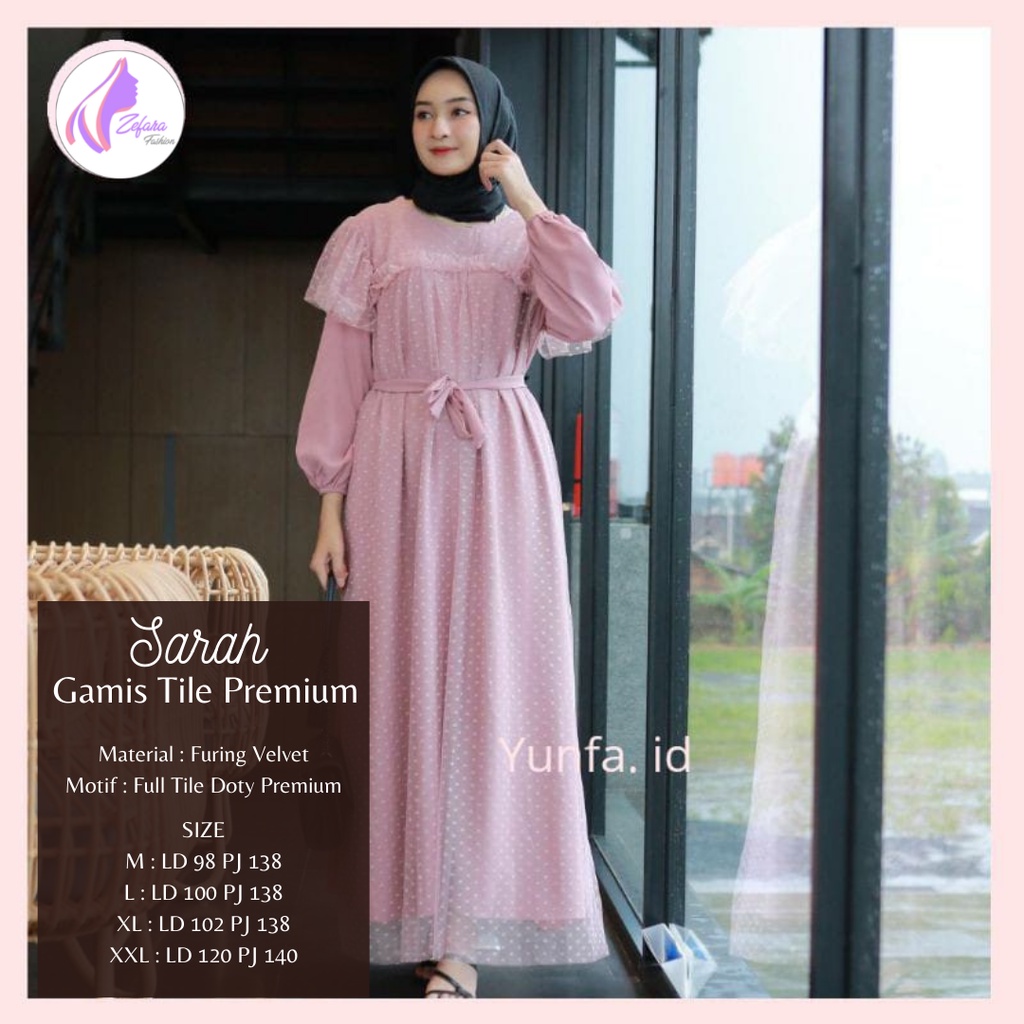 DRESS SARAH JUMBO TILLE DOTTY PREMIUM/DRESS CASUAL/DRESS KONDANGAN SEDERHANA/DRESS KONDANGAN SIMPLE