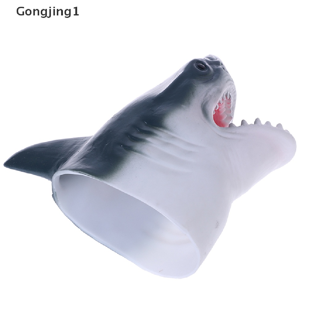 Gongjing1 Mainan Interaktif Boneka Tangan Bentuk Hiu Bahan Karet Lembut