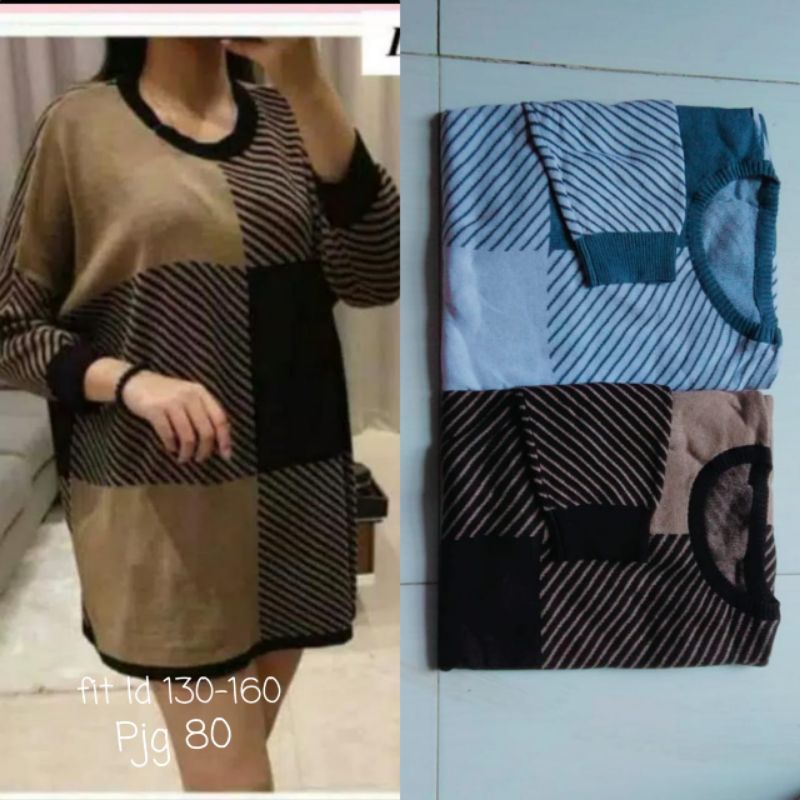 Atasan rajut jumbo big size/blus rajut jumbo kotak import