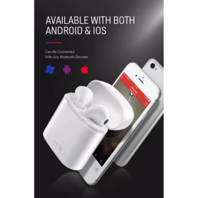 HANDSFREE EPODS TWS i7S MURAH WIRELES BLUETOOTH EARPHONE HENSET HEADSET HANSET TWS i7S 2 KUPING