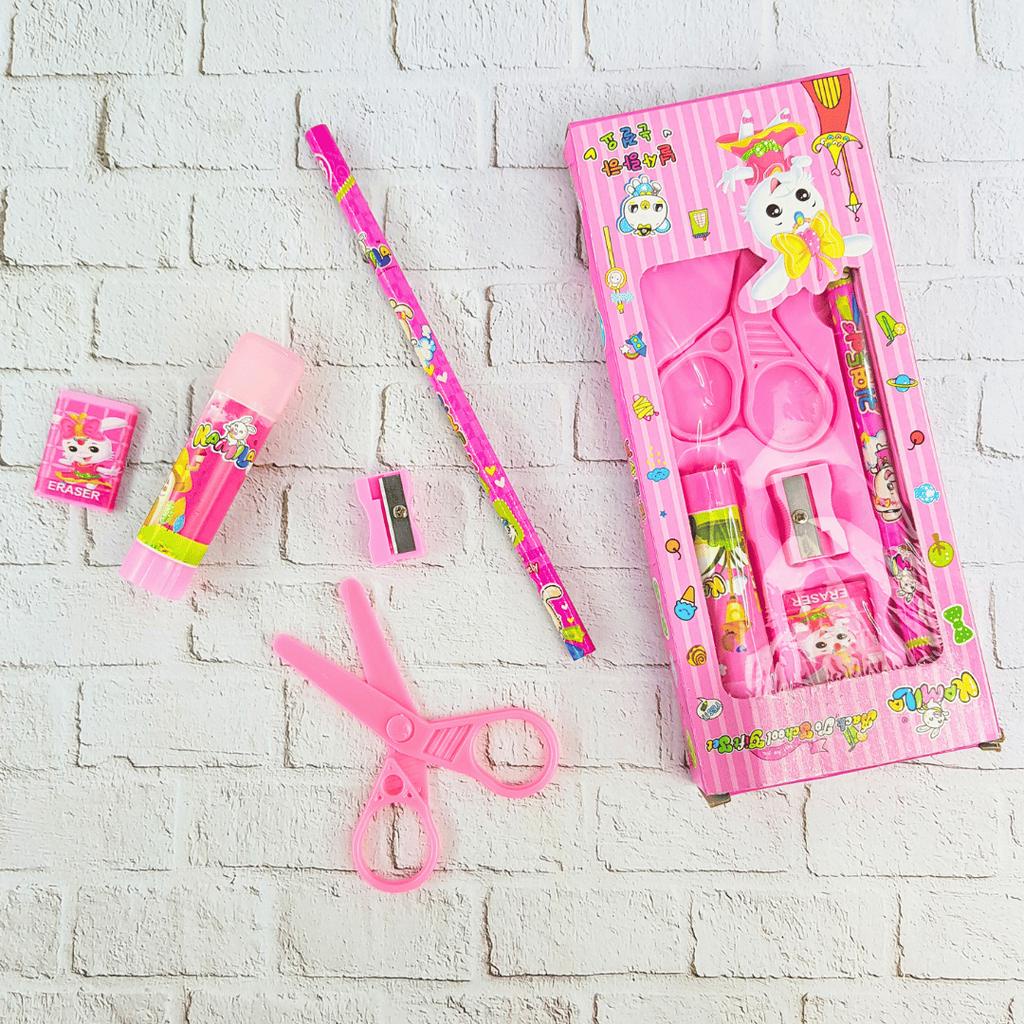 𝘈𝘉𝘎✰ Alat Tulis Stationary Sekolah Set Paket Alat Tulis 5 In1 Lengkap Kado Souvenir Karakter Lucu / 1 set alat tulis anak sekolah 5in1 1272