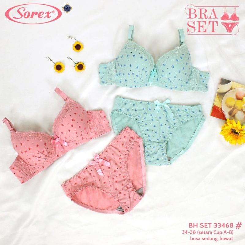 (Set Bra) Bh Bra Set Sorex 33468 (Cup Sedang) Motif | Busa Sedang Pakai Kawat |kcx