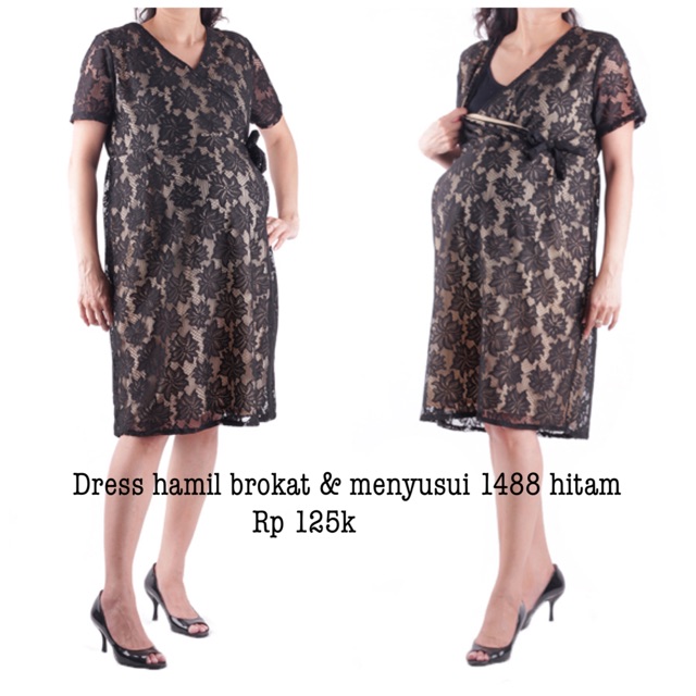 Baju hamil brokat dres 1488 hitam