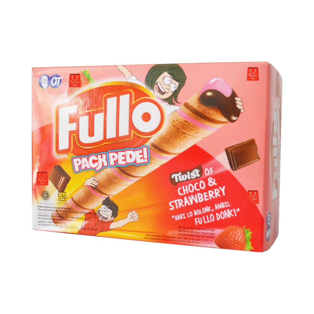 

Fullo Choco & Strawberry Pack Pede Wafer Roll Yang Bakalan Bikin Hari Lo Ga Bolong - 24pcs x 8gr