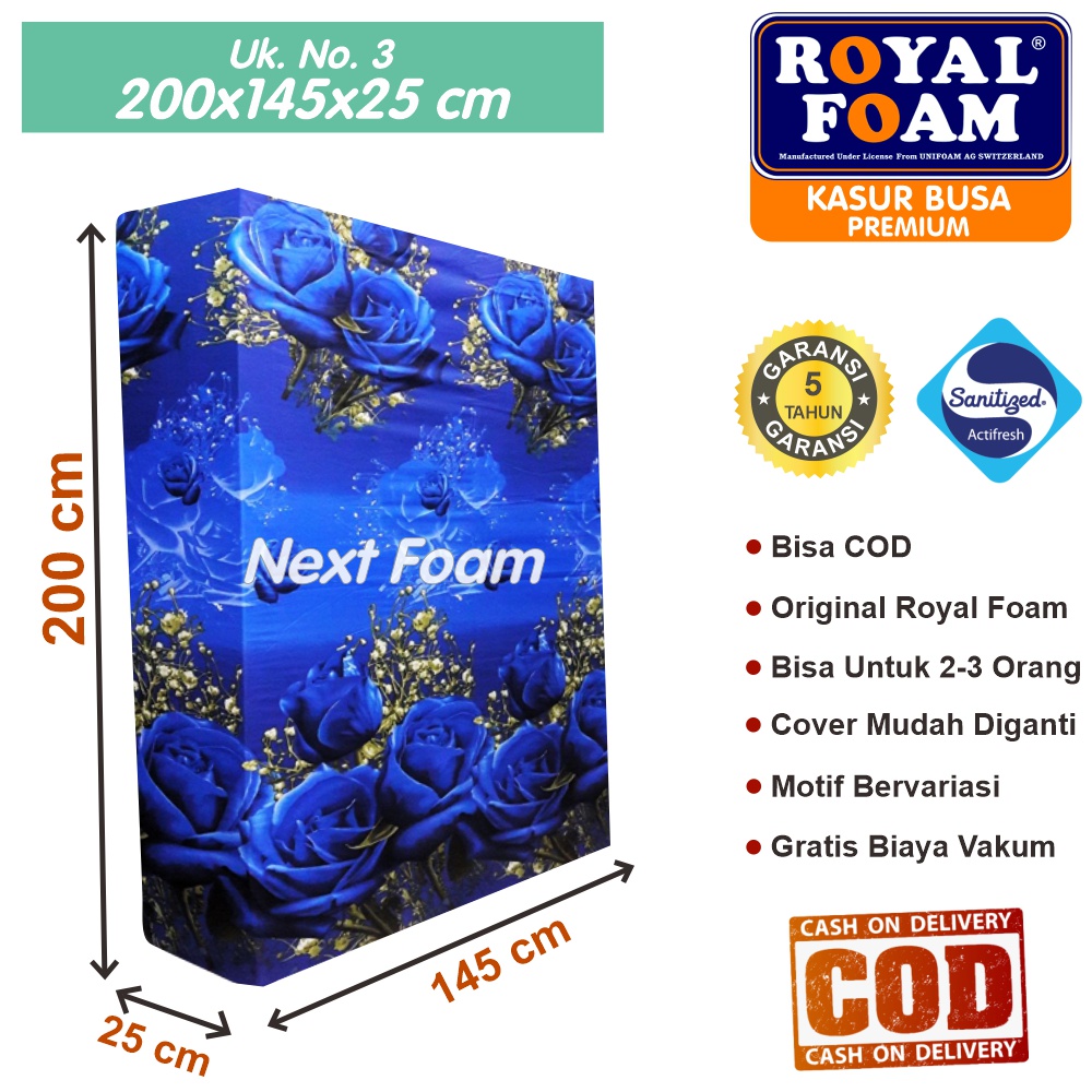 Kasur Busa Royal Foam Ukuran No 3 200x145x25 cm Tebal 25 cm D16 ORIGINAL Garansi 10 Tahun