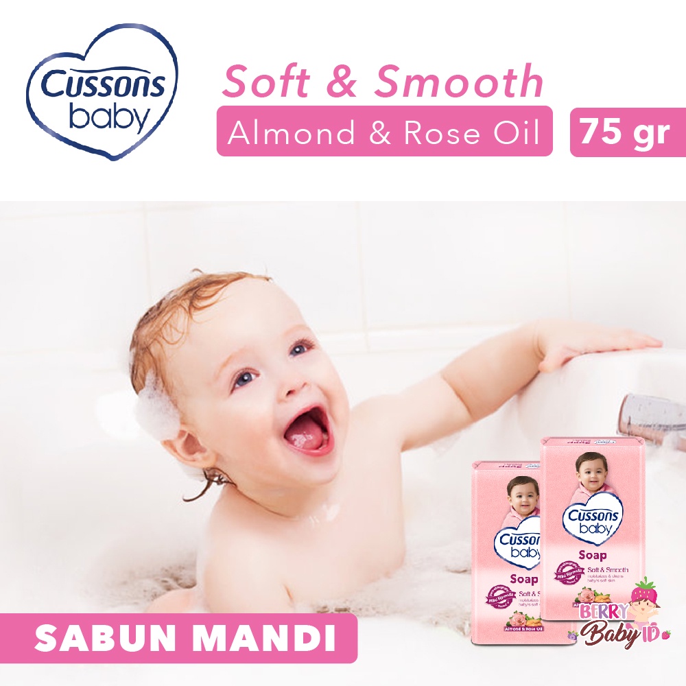 Cussons Baby Soap Pink Soft And Smooth Blue Mild and Gentle Sabun Batang Bayi 75 Gram Berry Mart