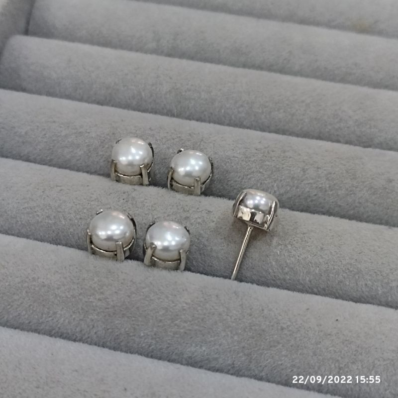 giwang mini tindik perak bali mutiara air tawar