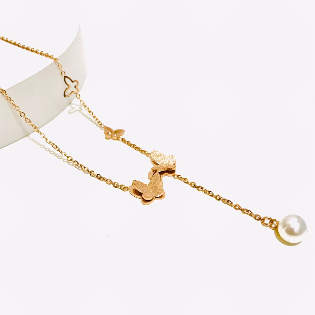 Kalung Titanium Wanita Lapis Emas Anti Karat KP-129