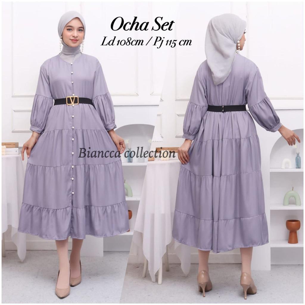 OCHA MIDI DRESS FULL KANCING  MIDI DRESS TUNIK BALON BUSUI BUMIL GROSIR ECER MUSLIM