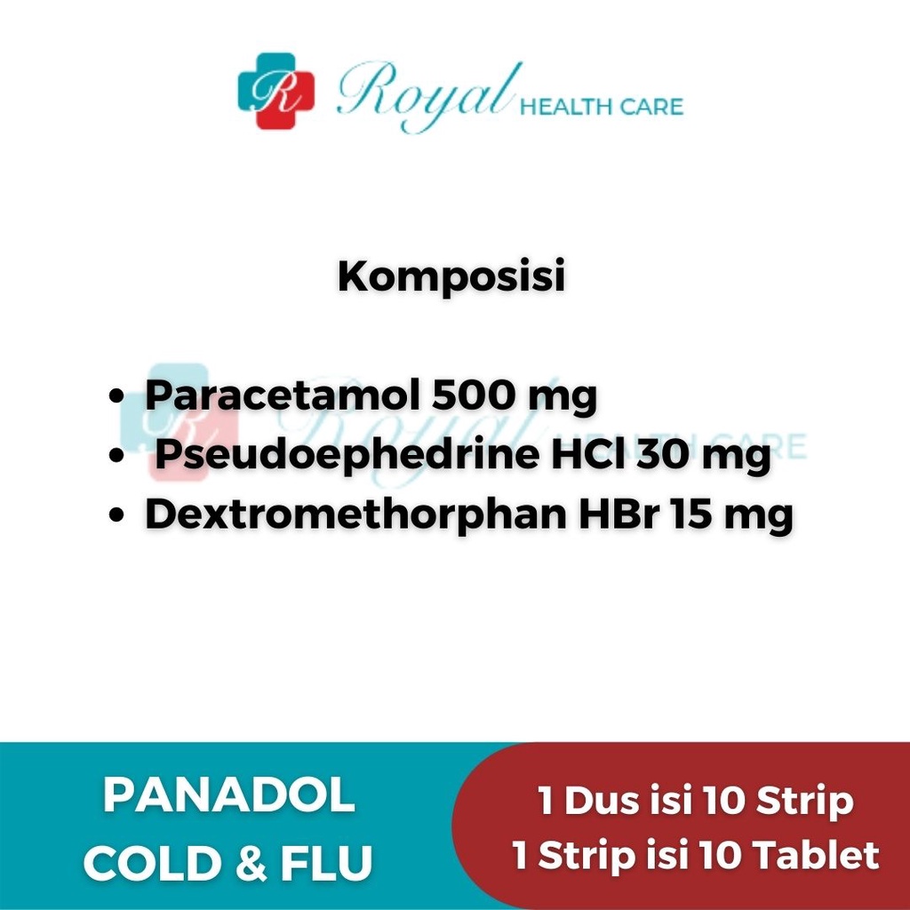 Panadol Cold dan Flu Box 100 Tab meredakan gejala Flu, Batuk &amp; Demam KEMASAN BARU