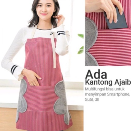 Celemek Masak Apron Dapur Anti Air Minyak bisa Lap Tangan PREMIUM