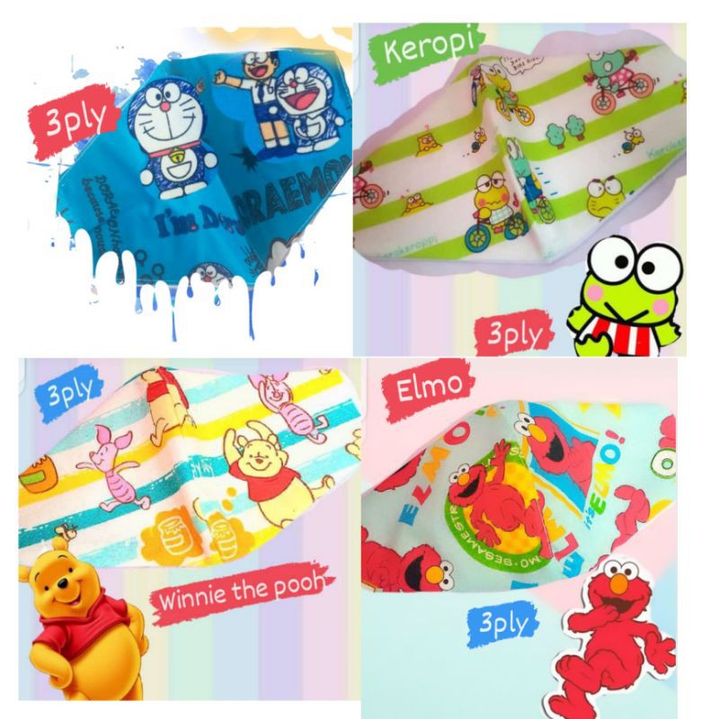 masker kain anak balita masker motif winnie pooh doraemon masker katun 3ply masker handmade masker k
