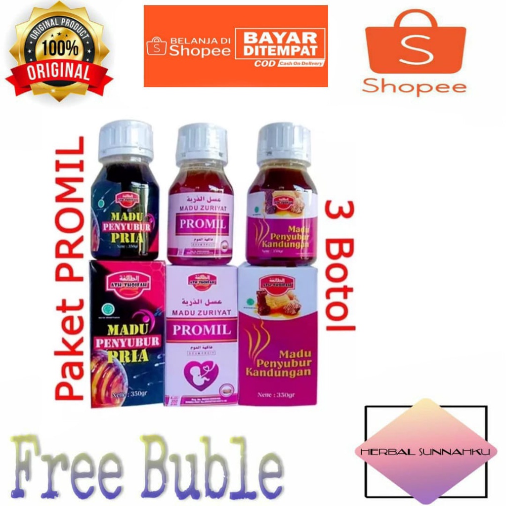 Promo Paket Promil || Madu Penyubur Pria, Madu Dzuriyat, Madu Penyubur Kandungan At-Thoifah