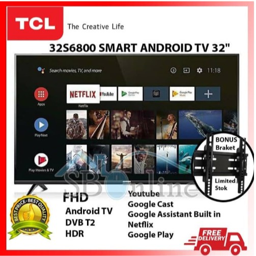 TV LED FHD SMART ANDROID 32S6800 TV 32&quot; GARANSI RESMI