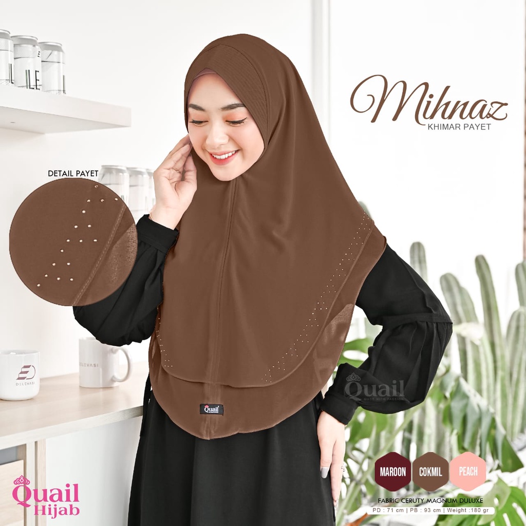 Mihnaz Khimar Payet Original Quail Khimar Ceruty Quail Mihnaz Quail