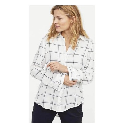  H M  Kemeja Wanita LS Shirt Plaid  White Shopee Indonesia