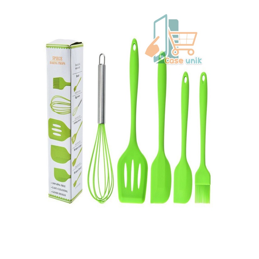 RT81 ALAT MASAK BAHAN SILIKON SILICONE UTENSIL SPATULA COOKING BAKING PROPS SET 5PCS PERALATAN MASAK 5 IN 1 TAHAN PANAS BPA FREE CS3946