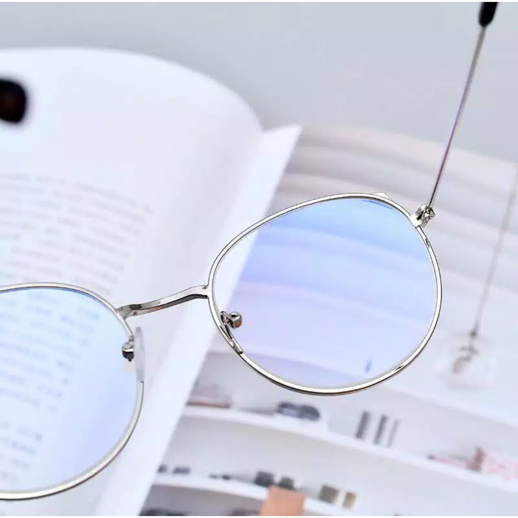 ♥TMALL88♥ Kacamata Baca Frame Anti Radiasi Metal Gaya Retro Untuk Pria / Wanita KM28