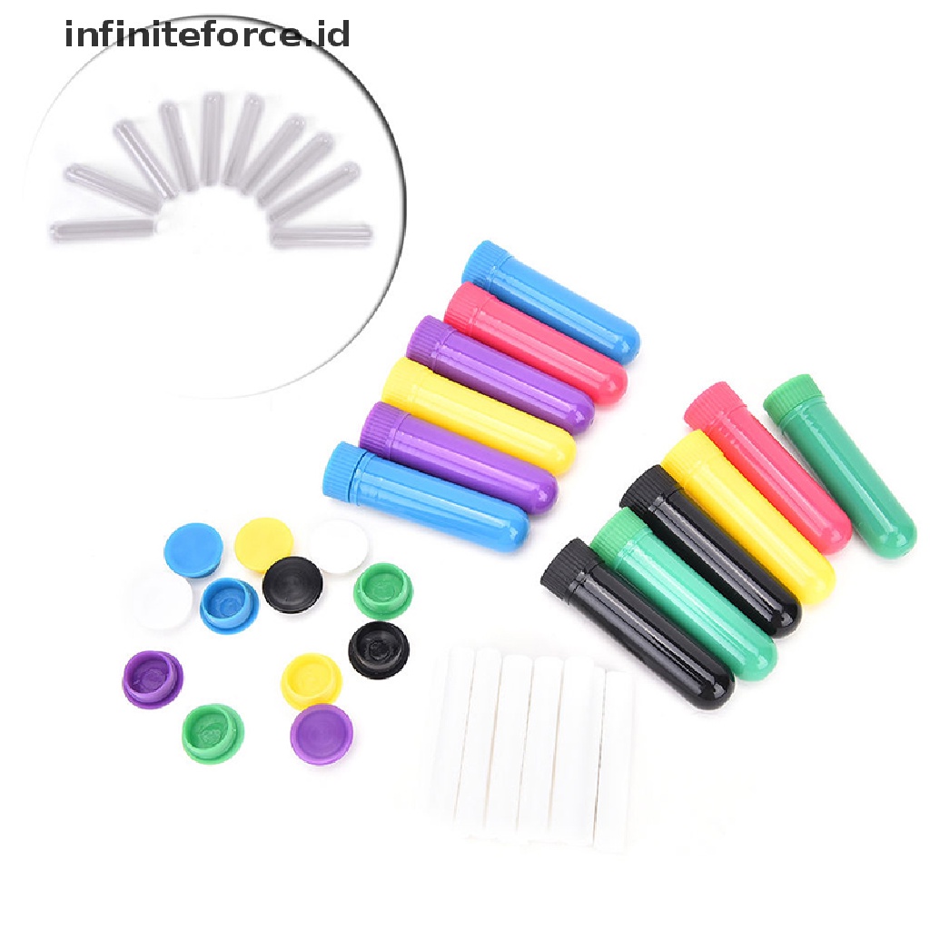 Infiniteforce.id 10pcs Tabung inhaler Kosong Multi Warna Holder Minyak Esensial / Hidung