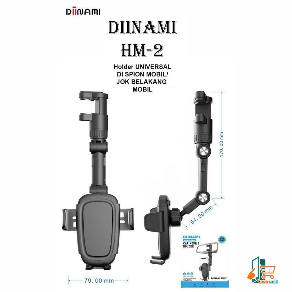 DIINAMI HM-2 CAR PHONE HOLDER REARVIEW MIRROR ADJUSTABLE UNIVERSAL HOLDER putar 360 derajat / Holder mobil di spion multifungsi CS5754