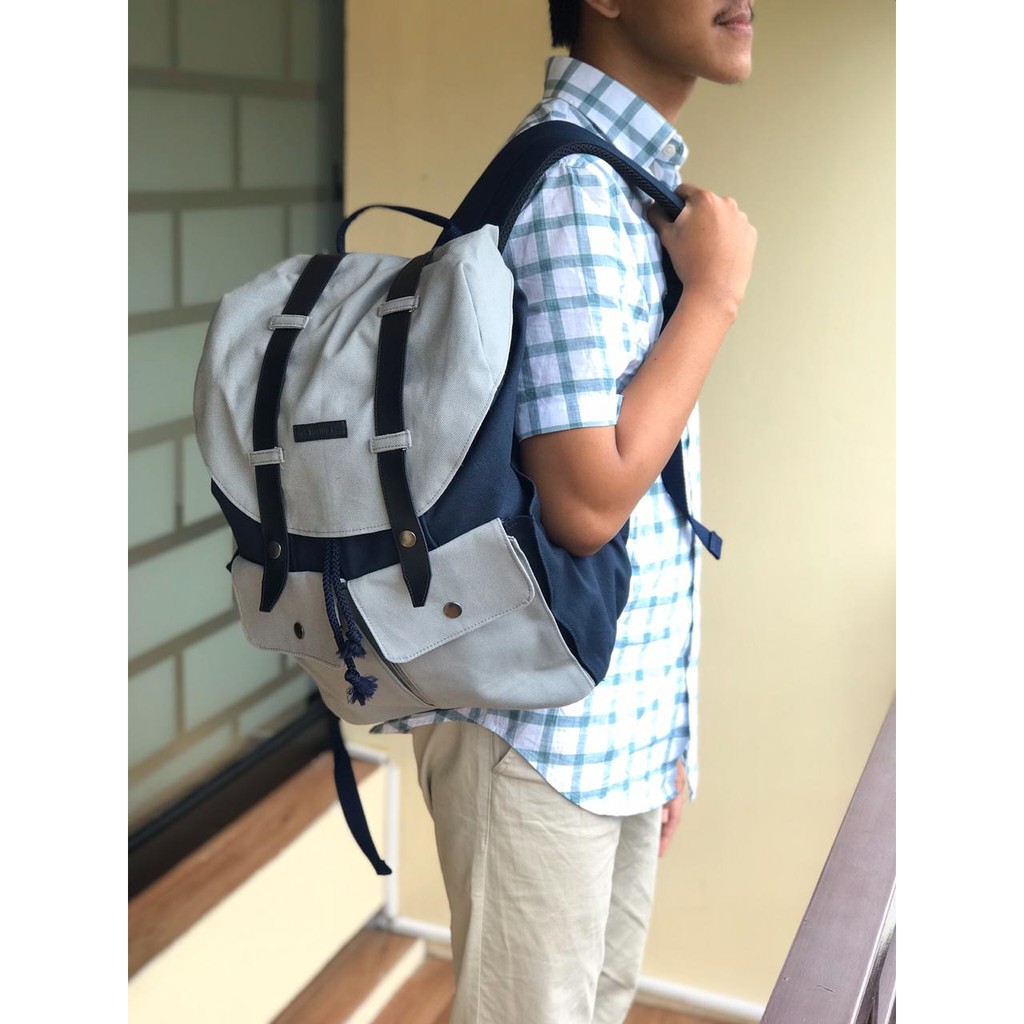 TAS RANSEL LAPTOP UNISEX KANVAS HEEJOU MUDY NAVY