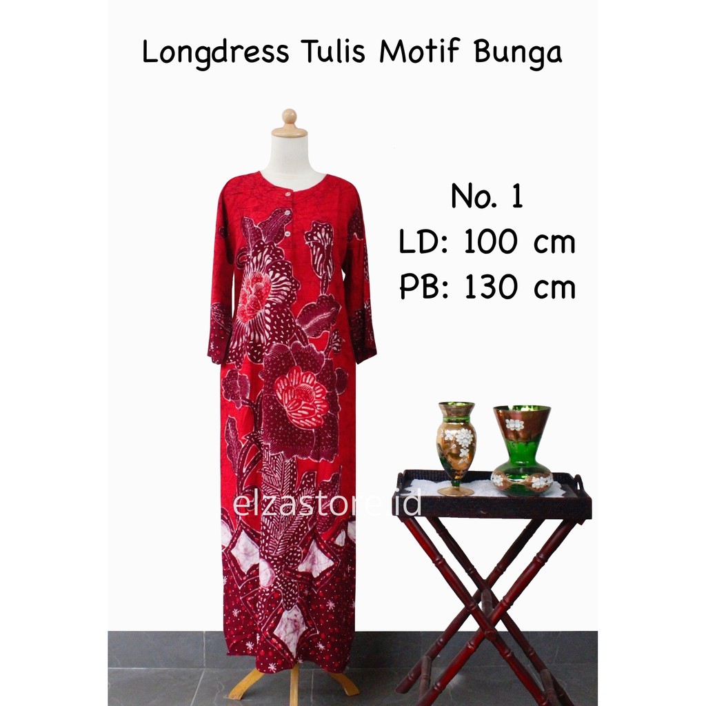 Jual Murah Longdress Tulis Abstrak Bunga Cantik Batik Pekalongan GREneBH8V19K0
