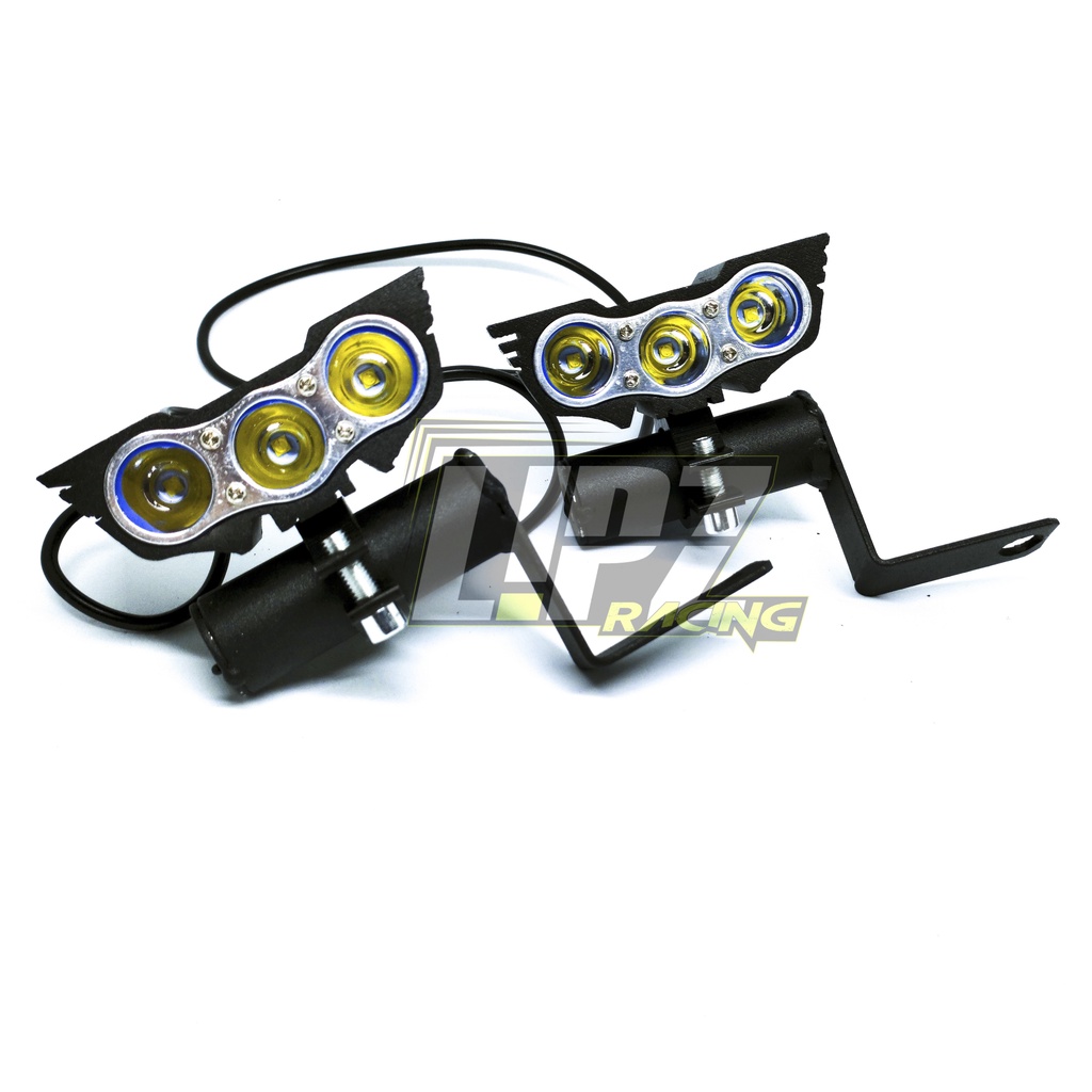 PAKET LAMPU TEMBAK OWL 3 MATA + BREKET LAMPU JEPIT SPION BODY FULL  BESI ALUMINIUM KERAS