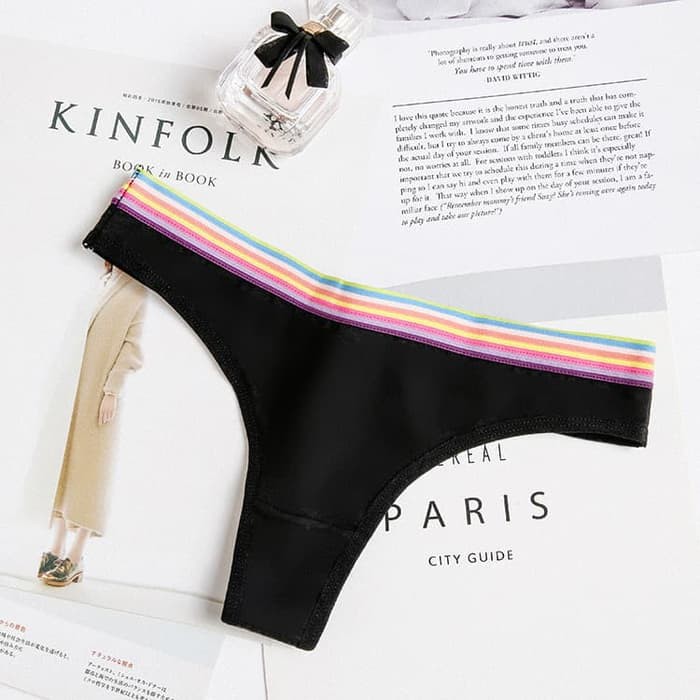 g string lingerie celana dalam wanita sexy Bahan katun C139 - Hitam FR