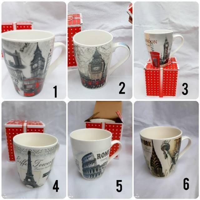 Cangkir keramik Mug keramik Gelas keramik motif London Cangkir keramik Mug keramik Gelas keramik motif London