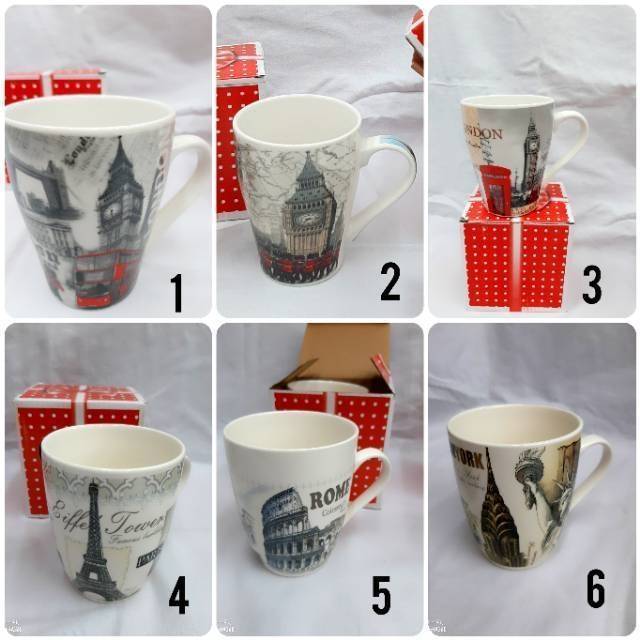 Cangkir keramik  Mug keramik  Gelas keramik motif  London 