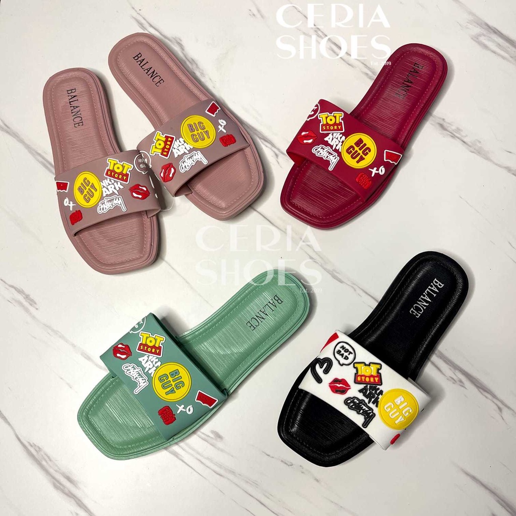 BALANCE Sandal Jelly Wanita Teplek Elastis Empuk Karet PVC Non-Slip Moti ToyStory 1213-SU