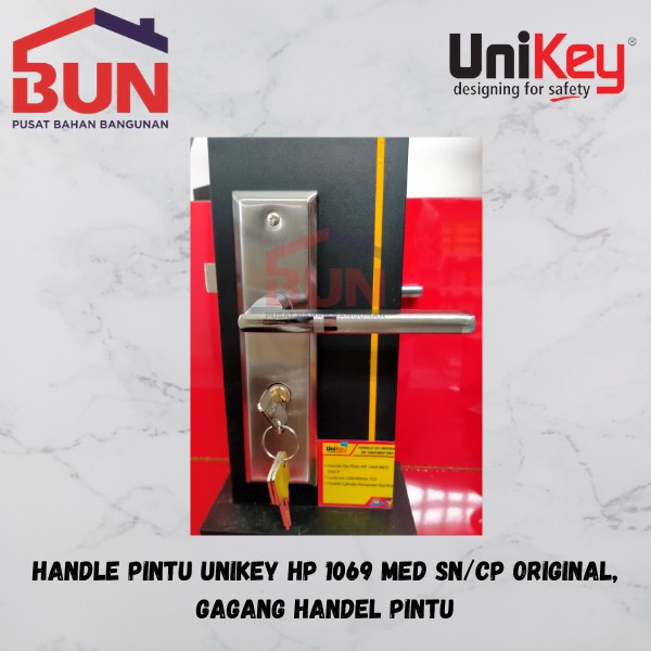 HANDLE PINTU UNIKEY HP 1069 MED SN/CP ORIGINAL, GAGANG HANDLE PINTU
