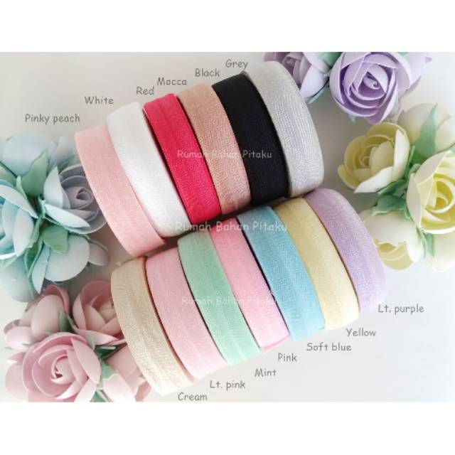 (RE-62) PITA KARET ELASTIS/FOE GLOSSY 1,5CM, HARGA per-YARD (=90CM)