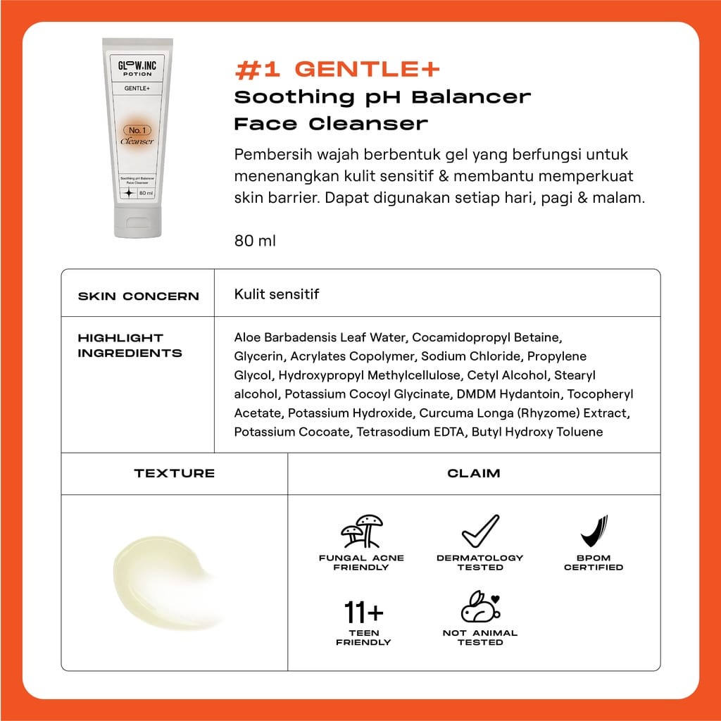 GLOWINC POTION GENTLE+ Soothing pH Balancer Face Cleanser | Essence Toner | Serum | Moisturizer