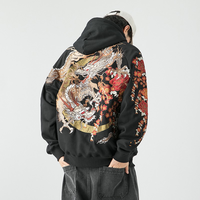 Jaket Sukajan Hoodie Twin Dragon Moonlight (Pre order)