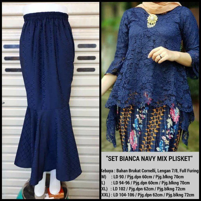 set kebaya brukat bianca rok mermaid modern