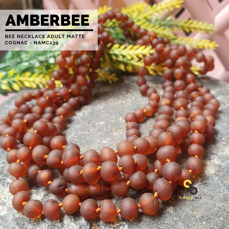 Kalung Amber Dewasa ORI Baltic Lithuania Premium Matte Cognac NAMC139 by Amber Bee