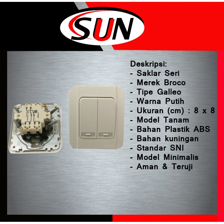 Saklar Switch Pencetan Listrik Lampu Double Dobel Seri Galleo Broco