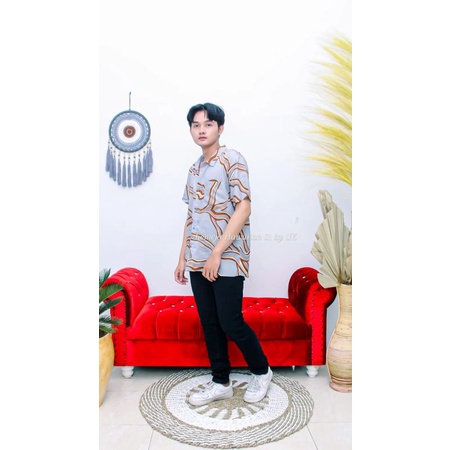 Kemeja Hawaiian Pria Wanita Kemeja Casual Katun Rayon Twill Premium