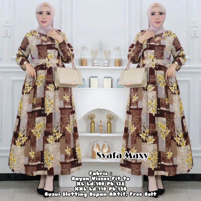 GAMIS BUSUI BAHAN RAYON VISCOS MOTIF BUNGA