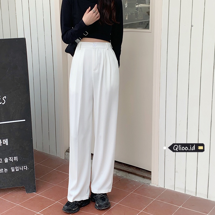 [2 Warna]Celana Panjang Putih High Waist Celana Kantor Formal / Casual Celana Kulot Wanita Pants Korean Style