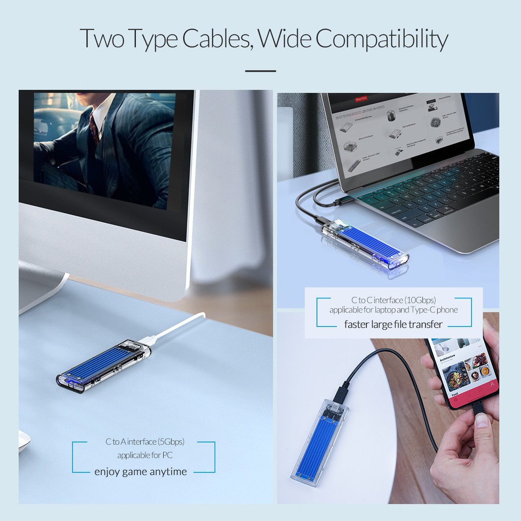 ORICO TCM2-C3 NVMe M.2 Transparent Case Enclosure for SSD up to 2TB - Casing Eksternal Khusus SSD