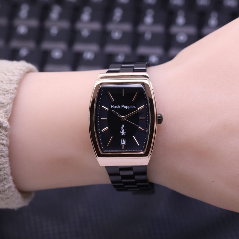 Jam Tangan Wanita Cewek Hush Puppies Rantai Oval Tanggal Aktif HP 2847