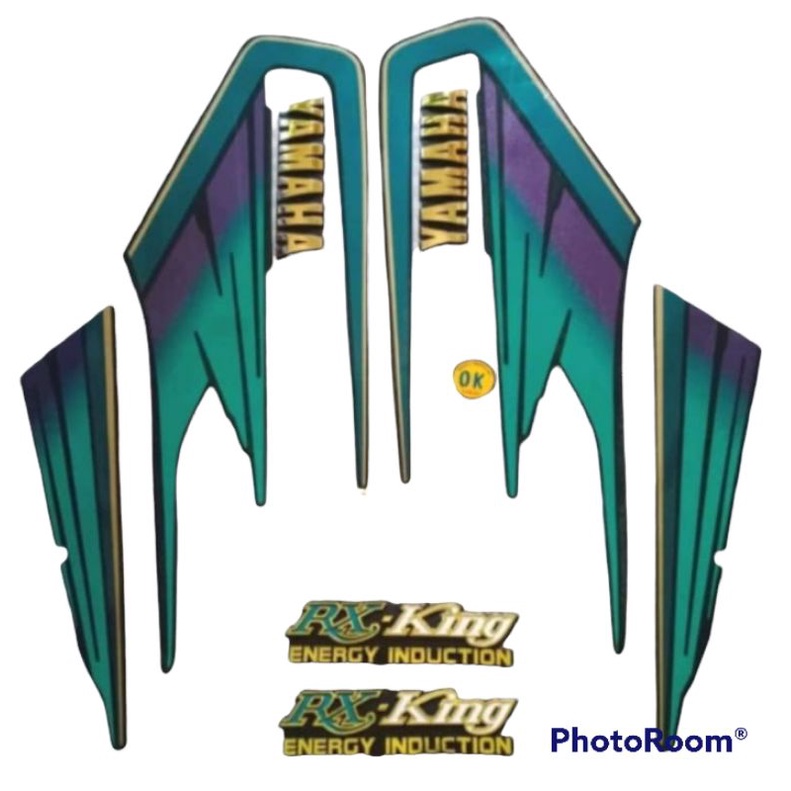 STRIPING BODY YAMAHA RX-KING TAHUN 1995 HIJAU PLUS EMBLEM LOGO YAMAHA DAN EMBLEM BOX AKI / STIKER BO