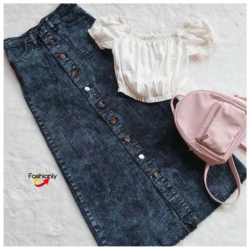 Rok Levis/denim span kancing