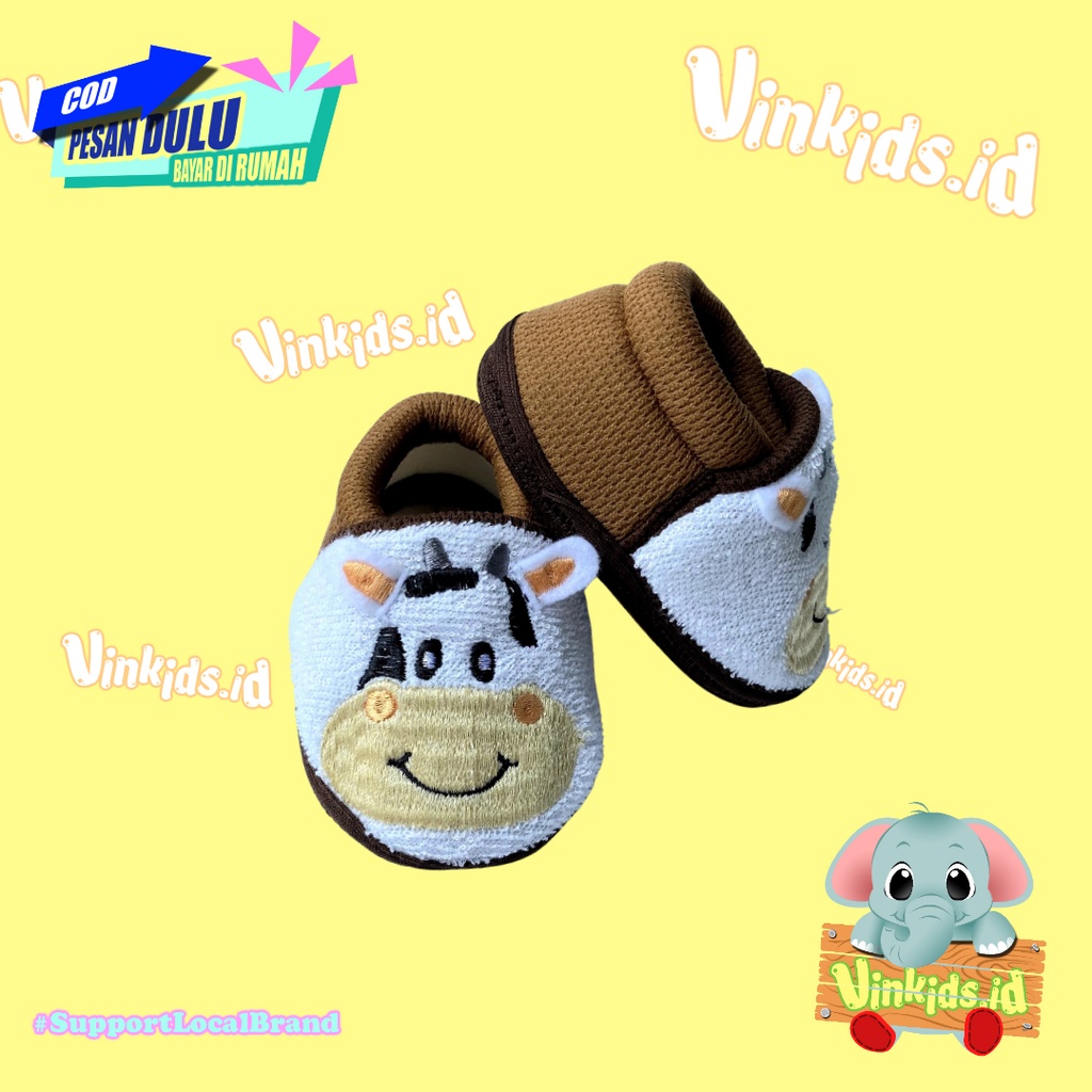 Sepatu Bayi Karakter / Sepatu Bayi Kekinian / Sepatu Bayi nyaman / Baby Shoes / Sepatu Bayi Motif Sapi Cute / Baby Shoes Cow