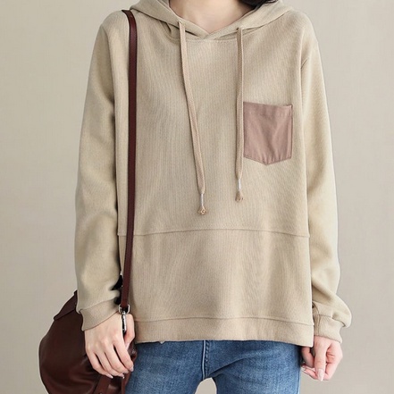 Hoodie Wanita Kayle Pockets - Korean Style Cardie - Oversize - Bahan Fleece - Big Size - Baju Wanita