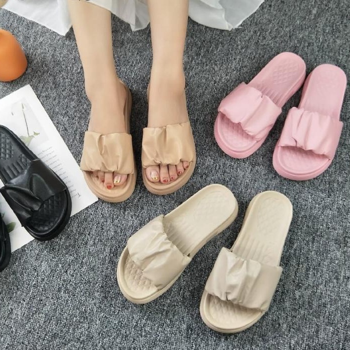 Sandal Jelly Wedges Import TALIA Kerut 1963 / Sandal Wedges Wanita Kekinian Balance 8211-C