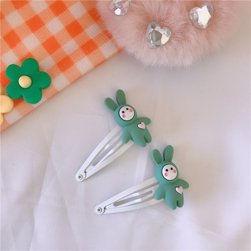 We Flower 1pc Jepit Rambut Bobby Pin Motif Kartun Kelinci / Hati Untuk Anak Perempuan