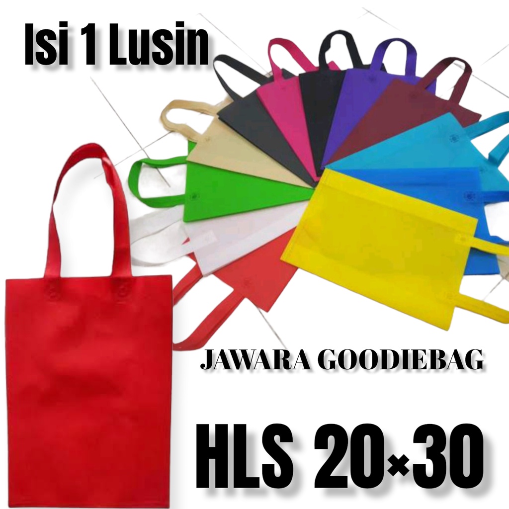 

Lusinan / 12 Pcs Handle Lipat Samping Goodiebag Tas Kain Spunbond Ukuran 20x30 Tas Jingjing / Belanja / Hampers / Souvenir / Hantaran / Kemasan Bingkisan Modern Ramah Lingkungan